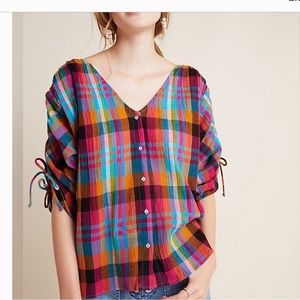 Anthro Amelia plaid button down top